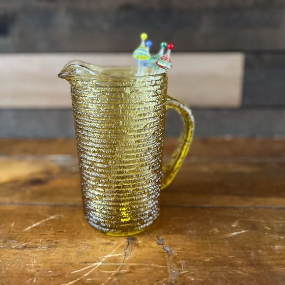 Vintage Anchor Hocking Soreno Harvest Gold Amber Soreno Glass Iced Tea Pitcher - Picture 1 of 9